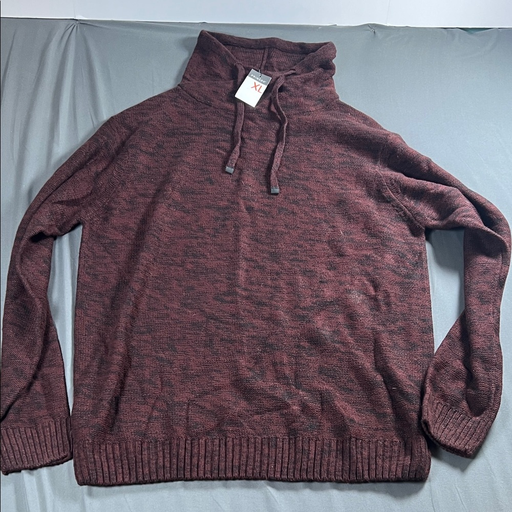 Primark Men's Knit Hoodie Burgundy Marl G0010